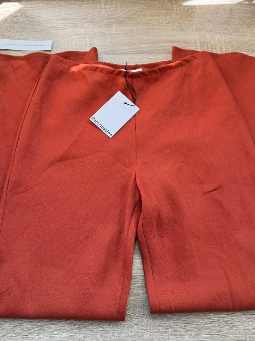 NWT Reformation Gale Linen Mid-Rise Pants Chili Orange Small
